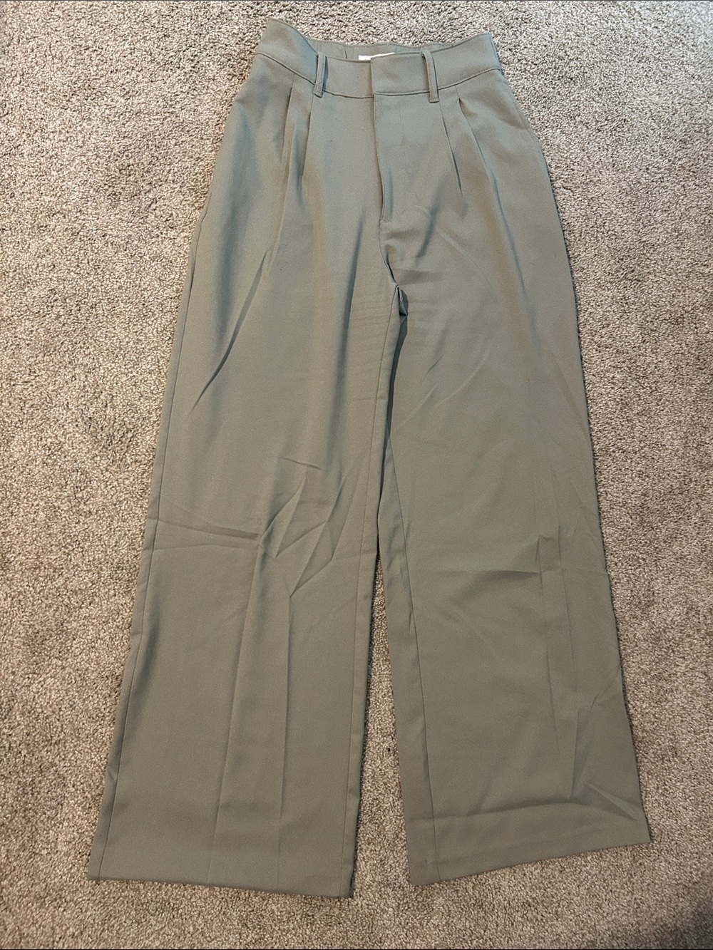 Abercrombie & Fitch Men's Wide-Leg Dress Pants in Sage Green
